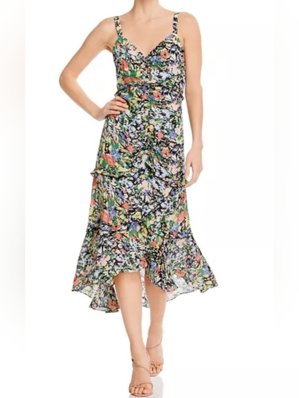 Parker Melody Floral Printed Back Cutout Dress Size 4.